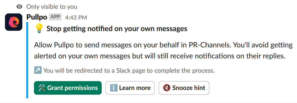 Individual prompt to grant impersonation permissions.